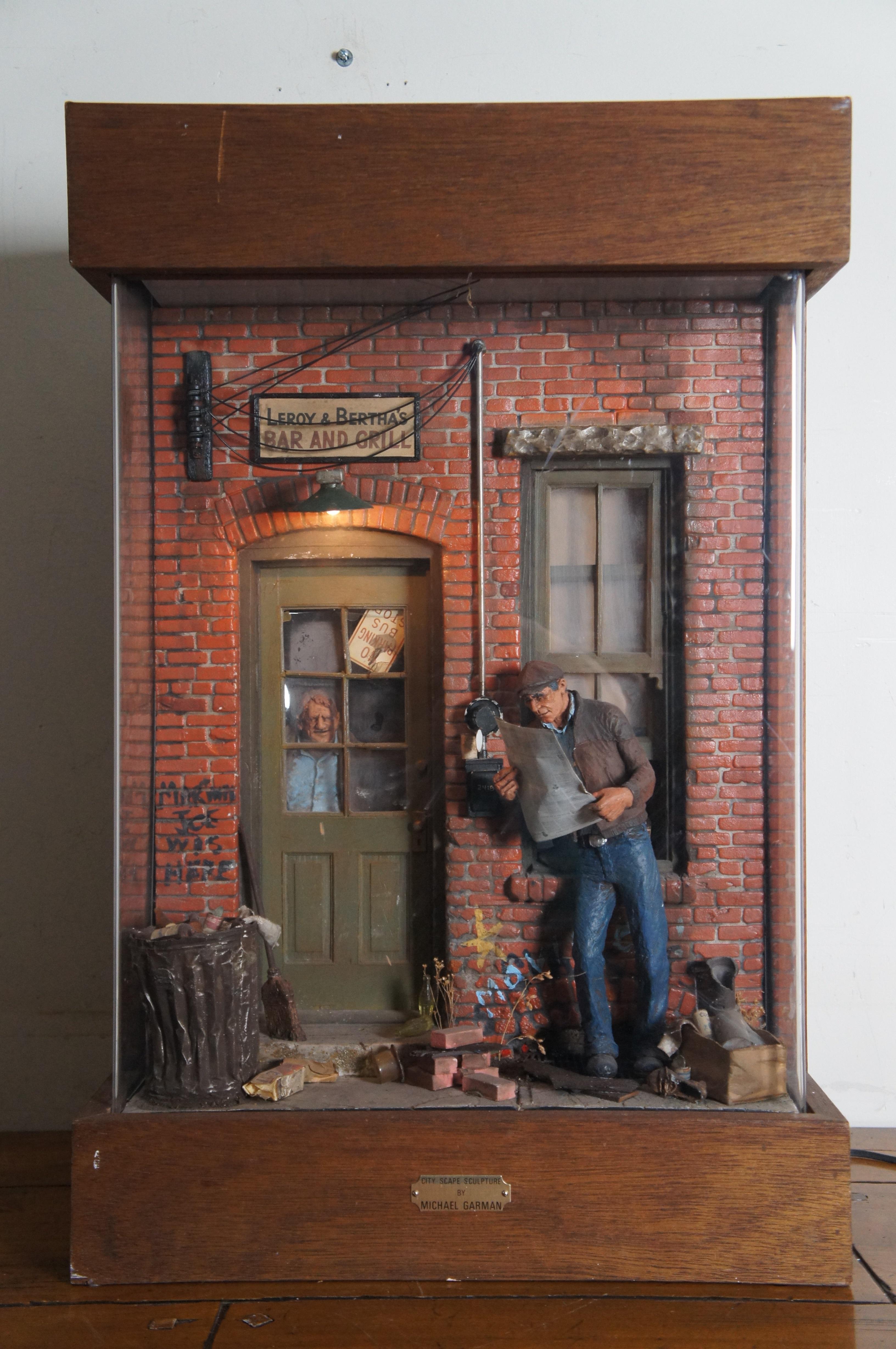 Michael Garman Yesterdays News Cityscape Shadowbox Diorama Sculpture 30