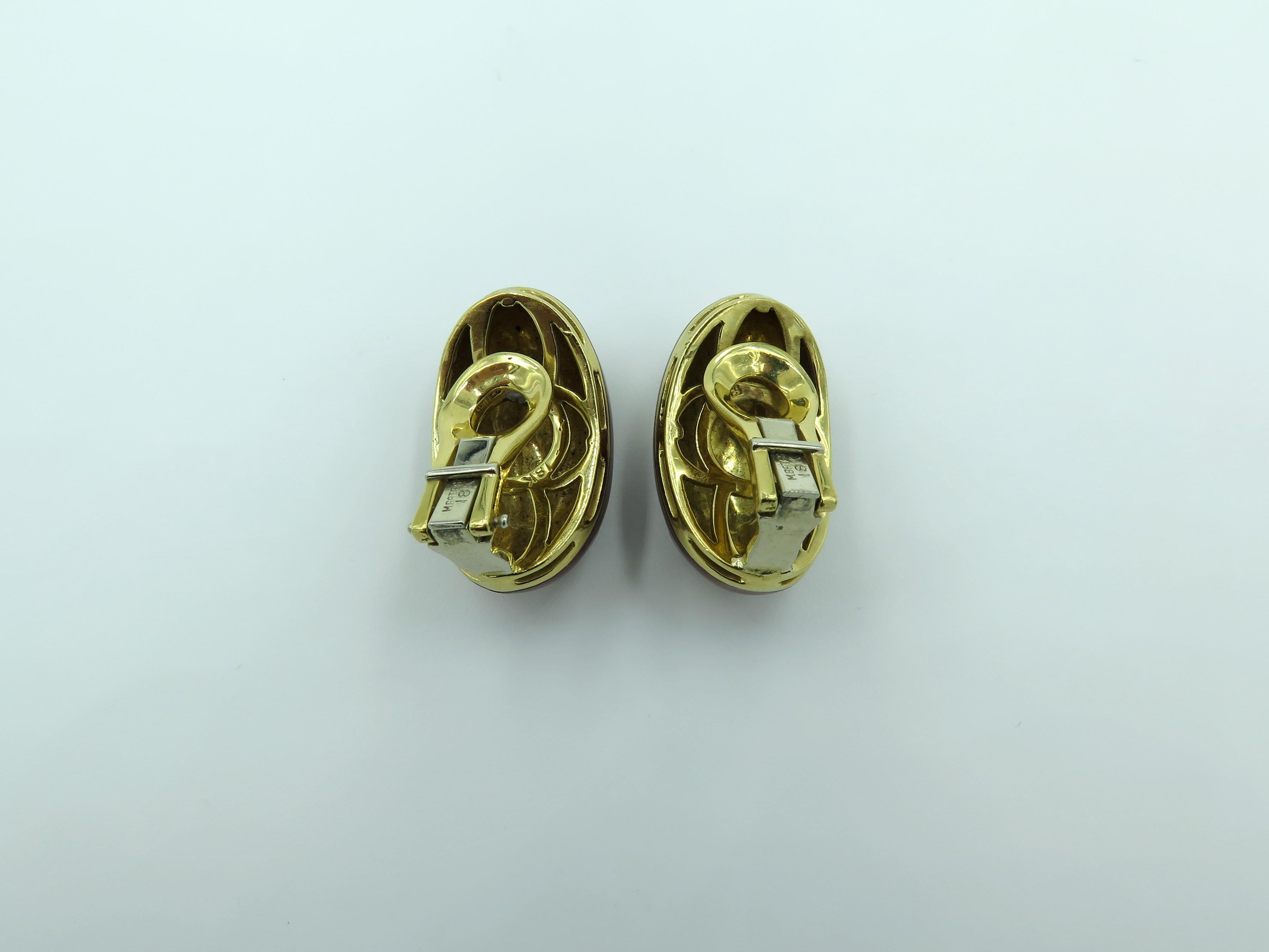 Michael Gates Enamel and Gold Earrings In Excellent Condition In New York, NY