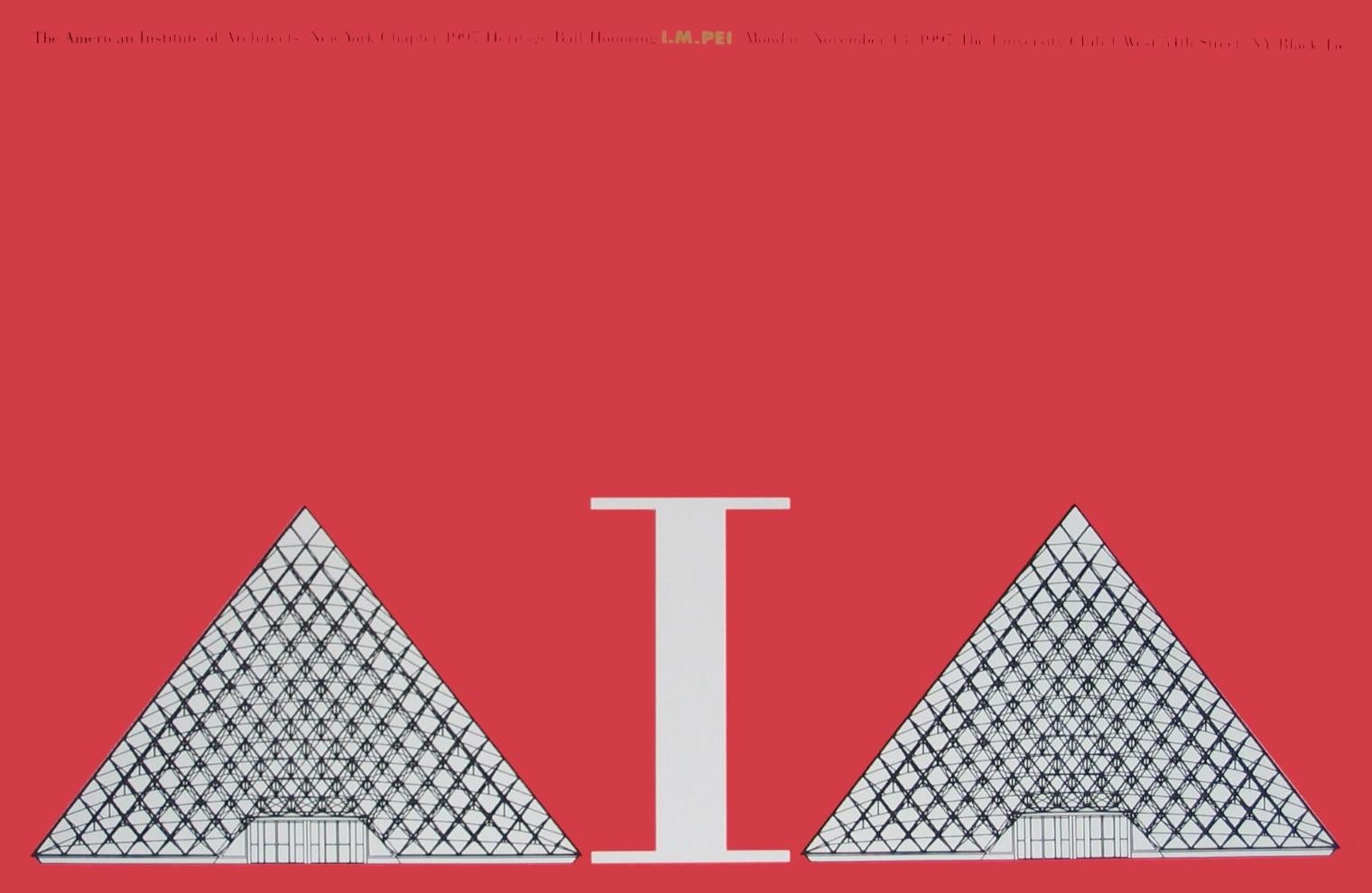 Michael Gericke Print - "AIA Ball 1997 - I.M. Pei" Graphic Design Vintage Architecture Louvre Poster