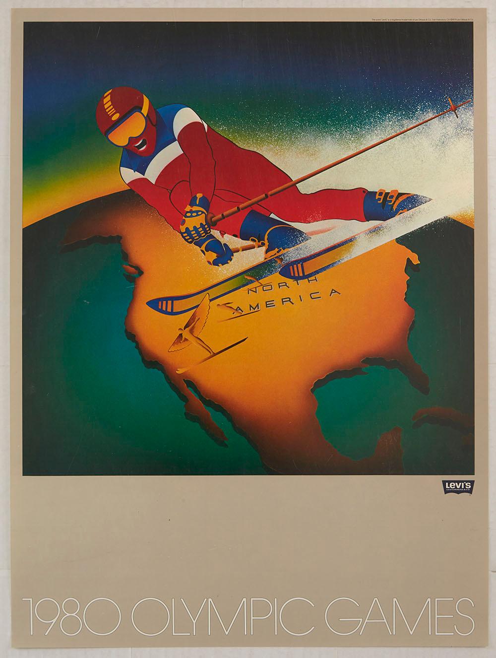 Michael Gibson Print - Original Vintage Sport Poster Levi's Moscow 1980 Olympic Games N. America Skiing