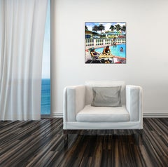 Driftwood Motel - Gerahmtes Original Figuratives Stillleben Mid Century Modern Art