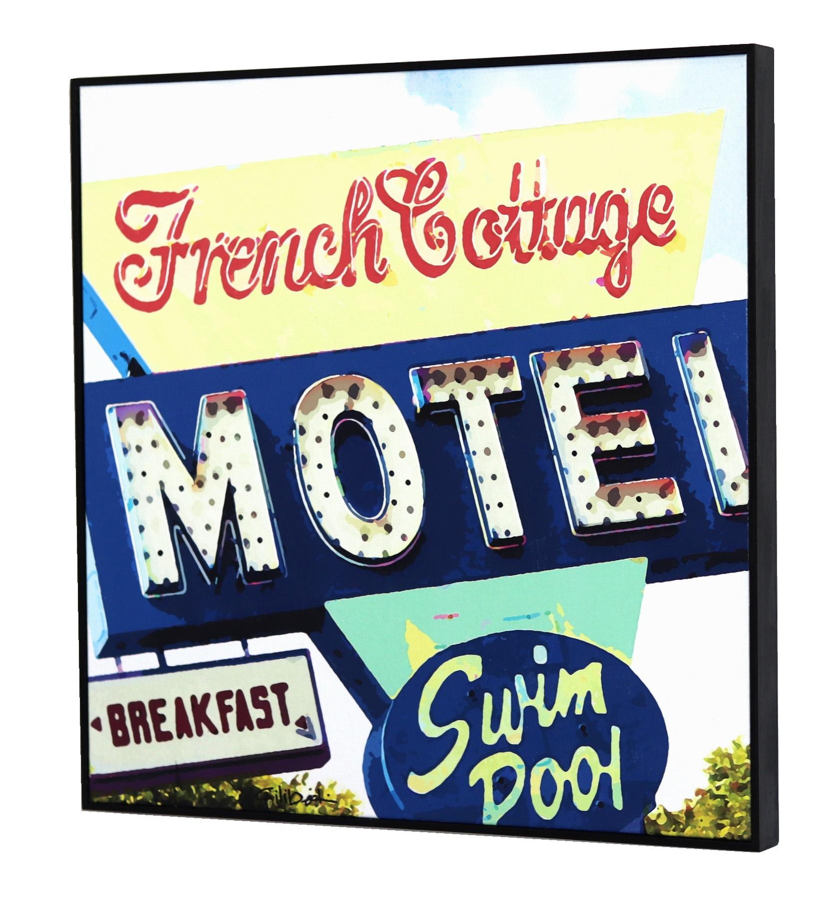 French Cottage Motel - Beige Landscape Painting by Michael Giliberti