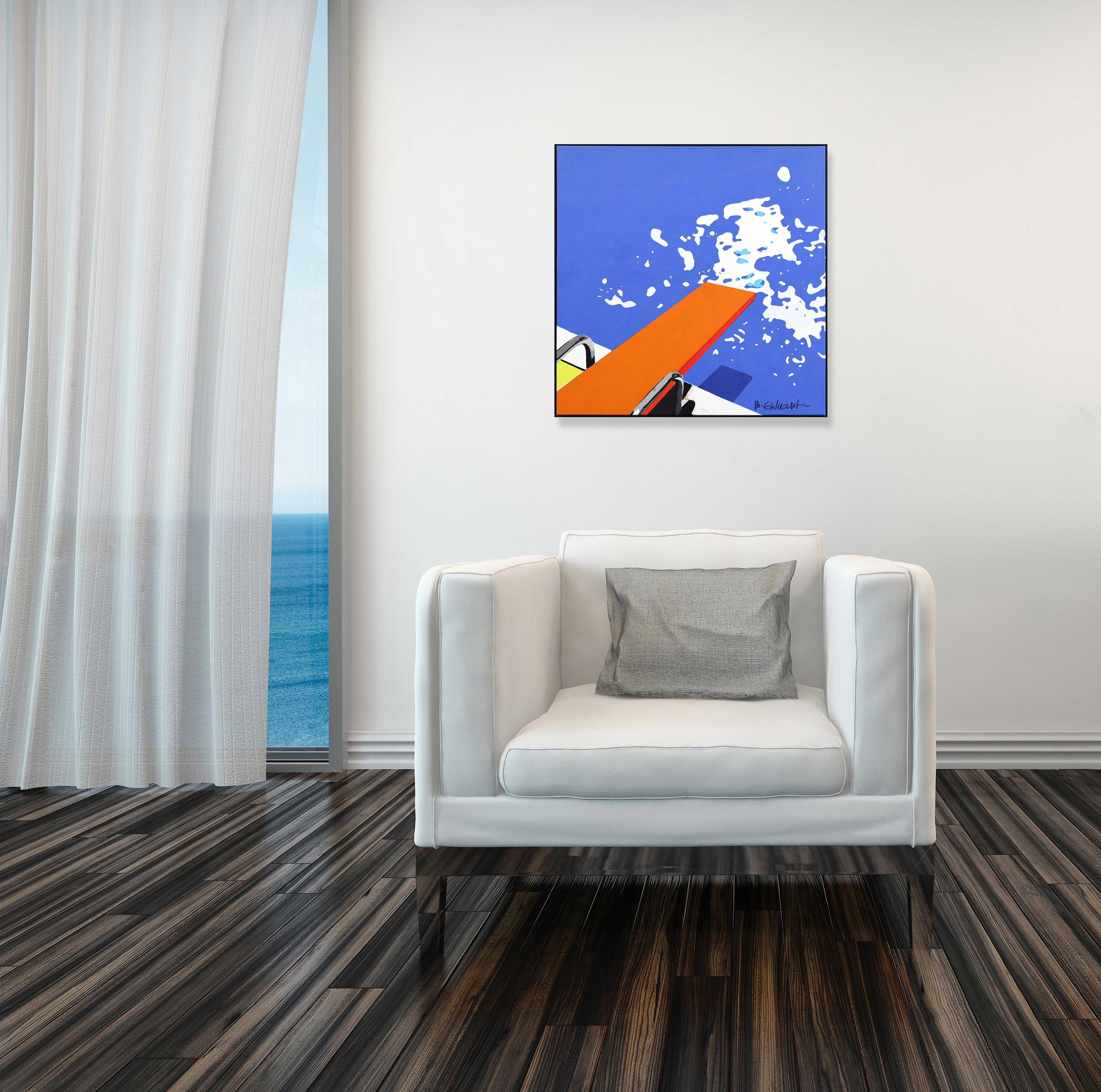 Naranja  Trampolín - Pintura abstracta de bodegón inspirada en la modernidad de mediados de siglo - Mixed Media Art Arte pop de Michael Giliberti