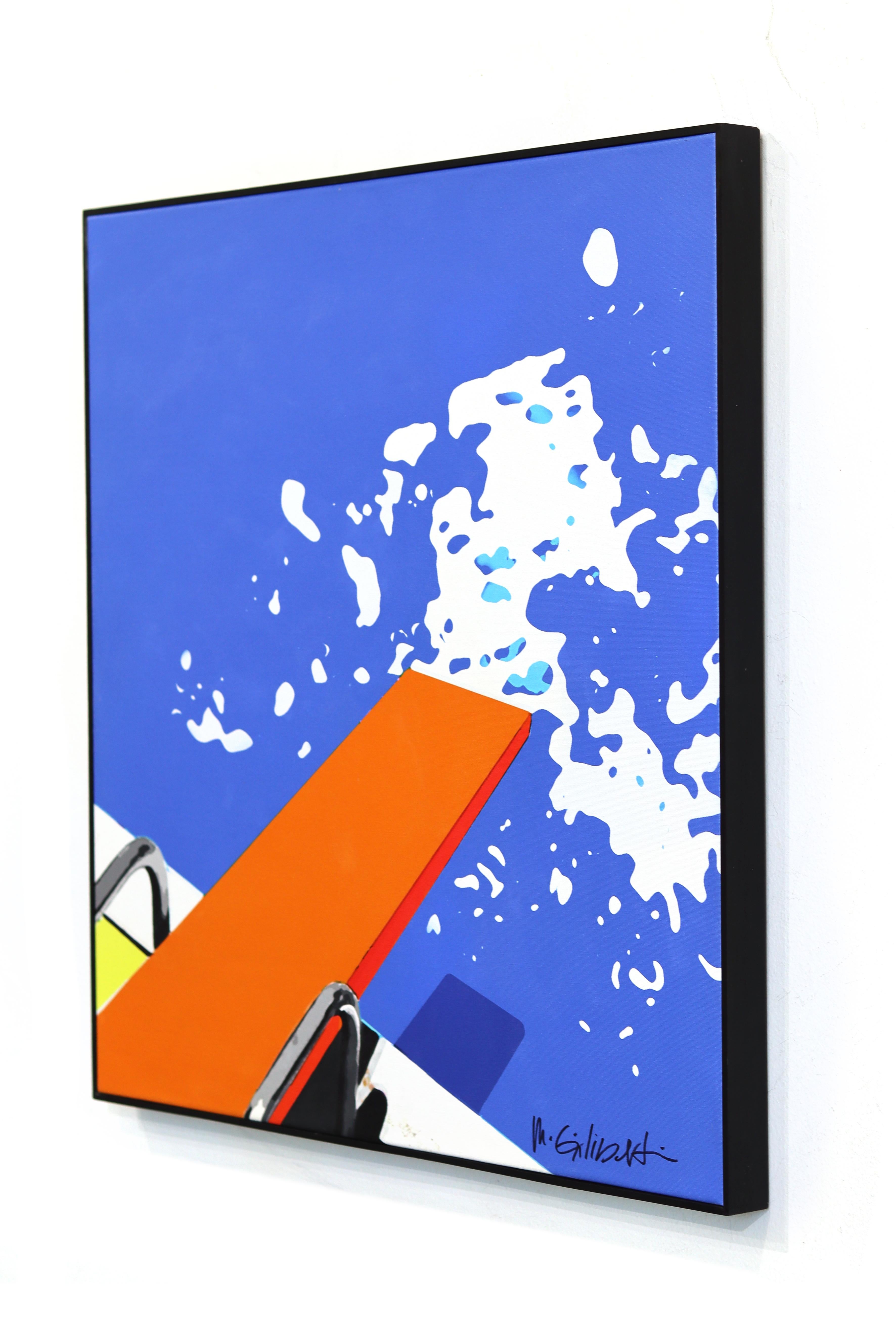 Naranja  Trampolín - Pintura abstracta de bodegón inspirada en la modernidad de mediados de siglo en venta 1