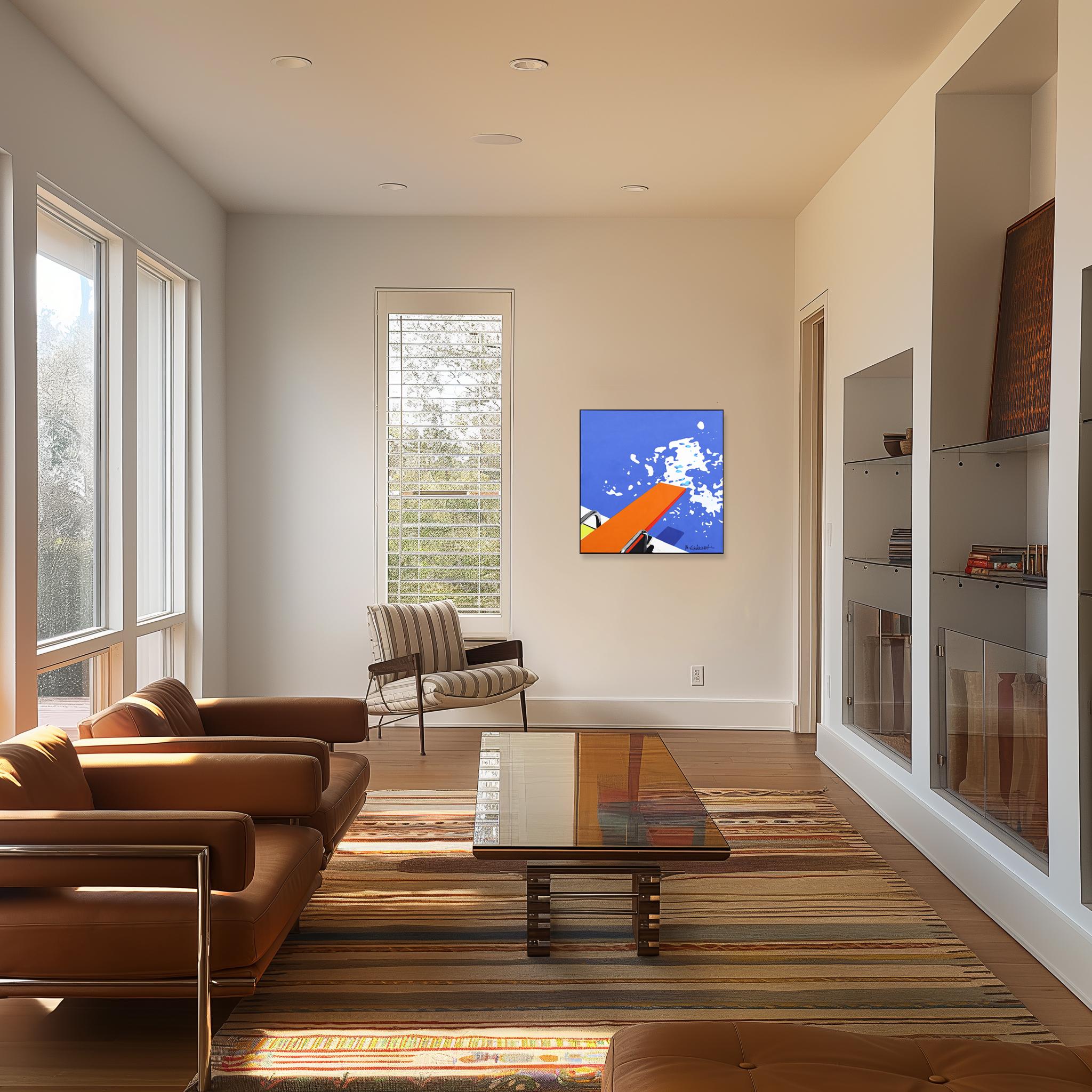 Naranja  Trampolín - Pintura abstracta de bodegón inspirada en la modernidad de mediados de siglo en venta 3