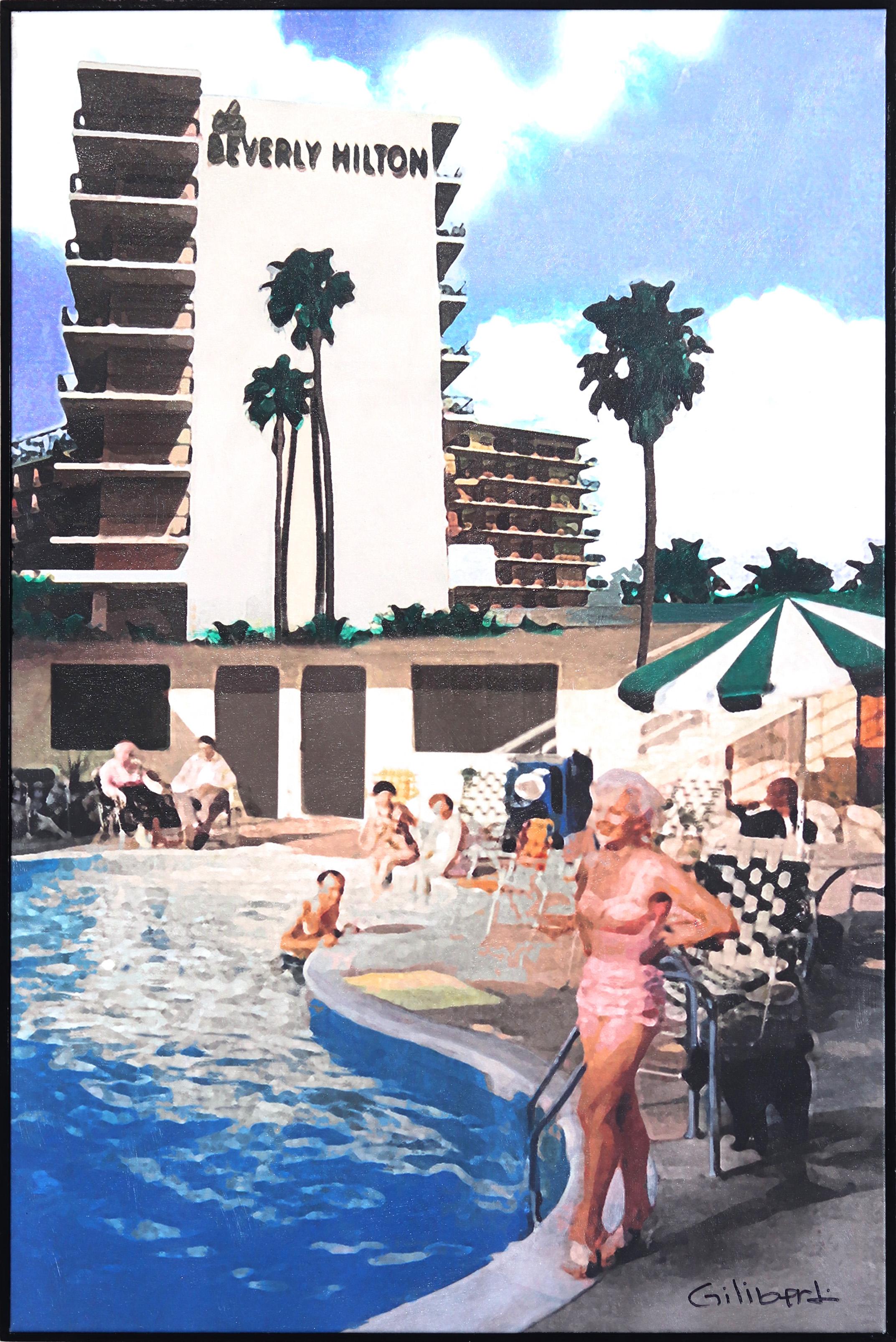 Poolside at the Beverly Hilton - Mixed Media Art by Michael Giliberti