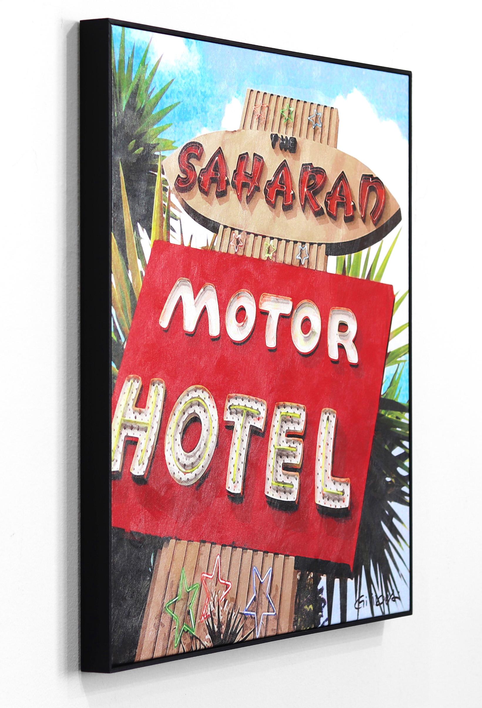 Saharan Motor Motel LA – Modernes gerahmtes Original-Kunstwerk der Mitte des Jahrhunderts im Angebot 1