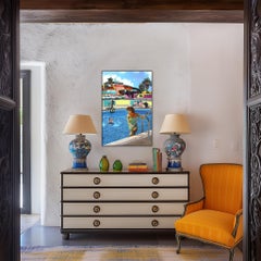 Sea Breeze - Framed Original Figurative Still Life Mid Century Modern Artwork