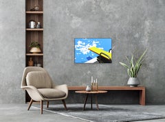 Yellow Board - Abstrait Vibrant Mid Century Modern Pool Still Life Painting