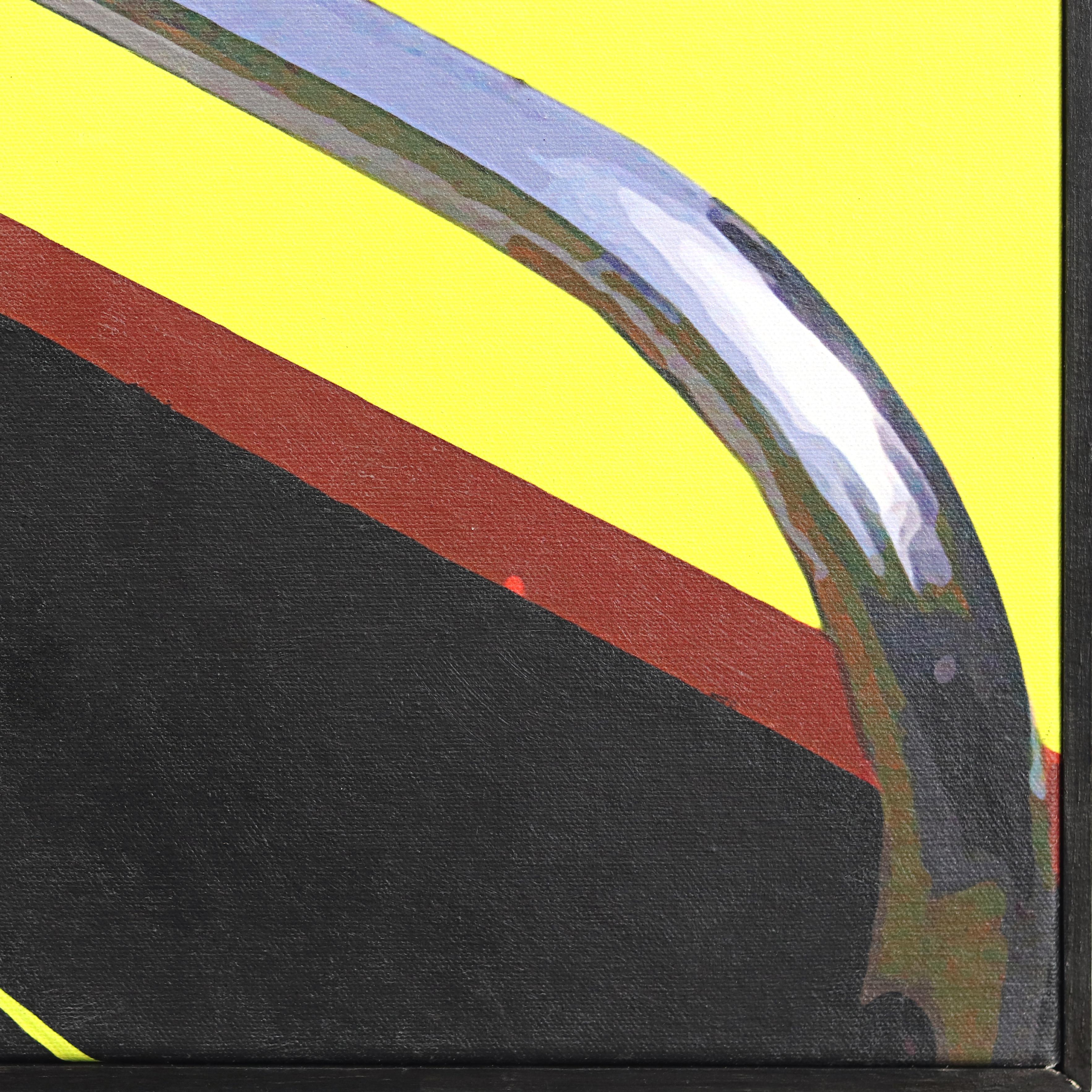 Tablero amarillo - Pintura abstracta vibrante de bodegón de piscina moderno de mediados de siglo en venta 2