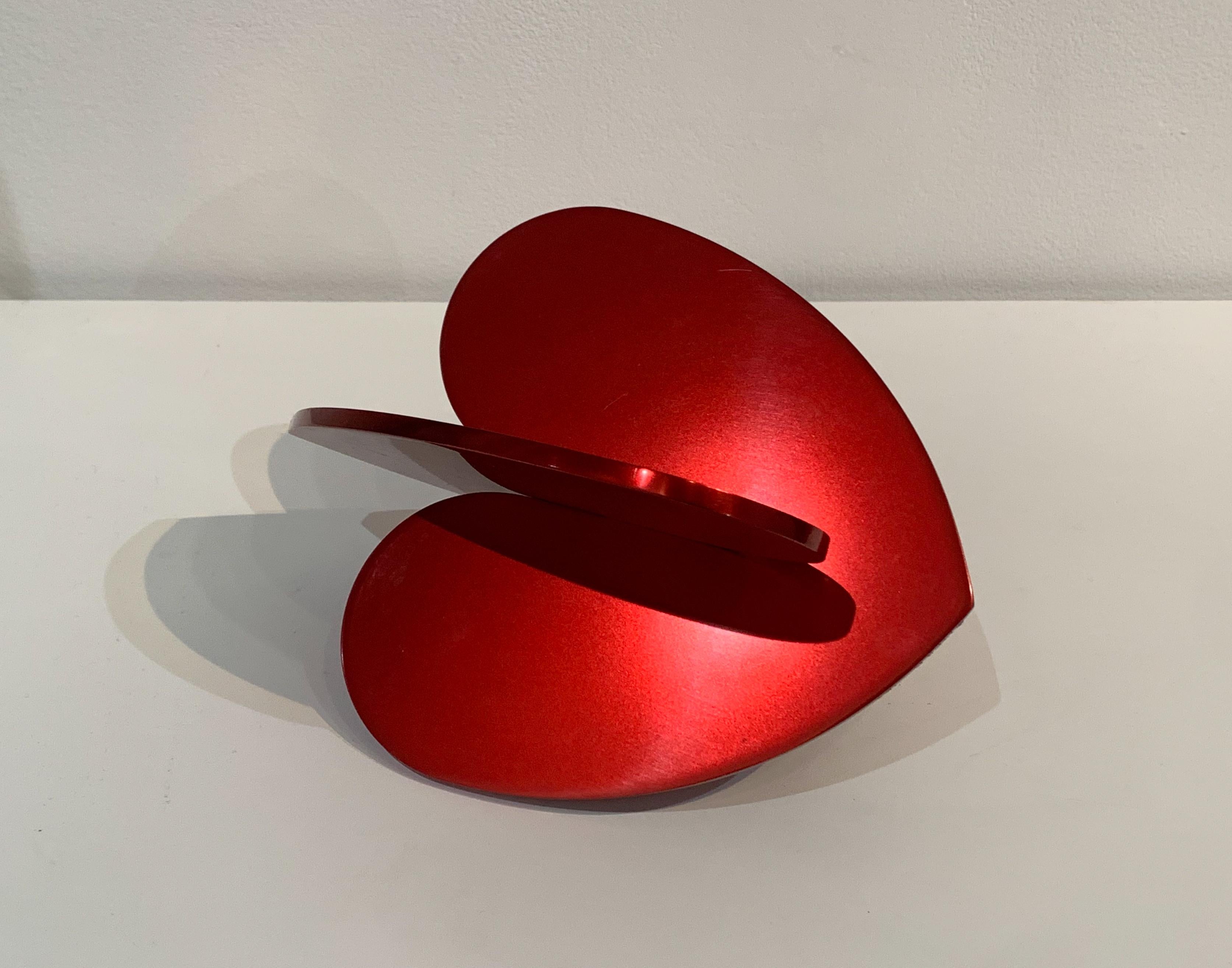 Michael Gitter Abstract Sculpture - Anodized Hearts Red