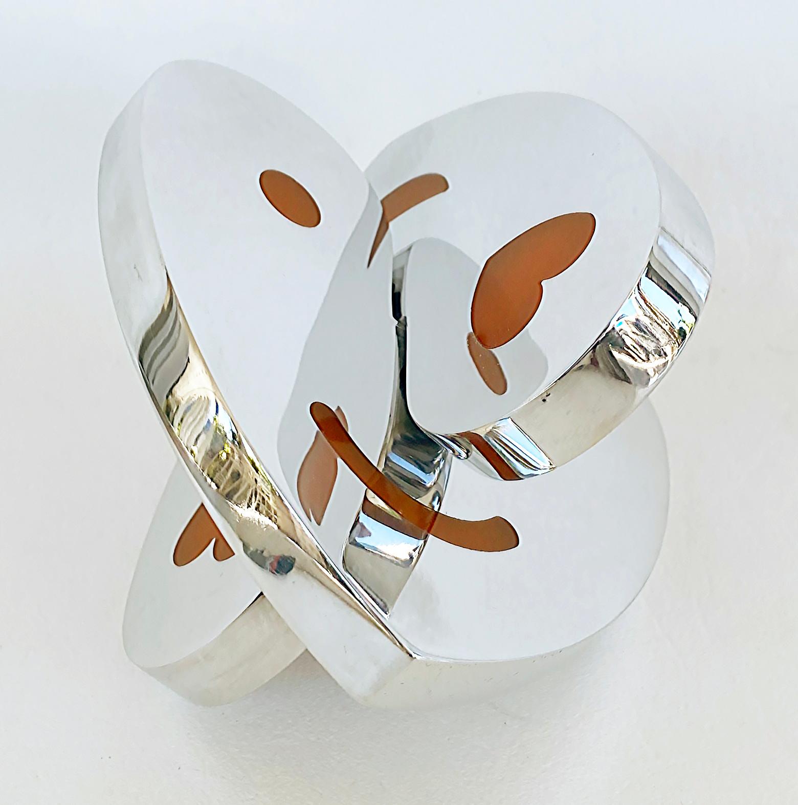 Modern  Michael Gitter Aluminum and Epoxy Resin Interlocking Hearts Sculpture  For Sale