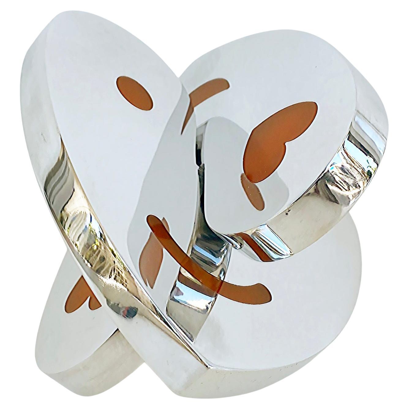  Michael Gitter Aluminum and Epoxy Resin Interlocking Hearts Sculpture  For Sale