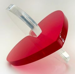Michael Gitter Clear and Red Lucite Interlocking Hearts "Love Sculpture"