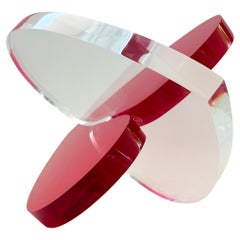 Michael Gitter Lucite transparente y rojo Corazones entrelazados "Escultura de amor"