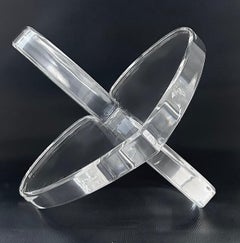 Michael Gitter 12" Clear Lucite Interlocking Hearts Sculpture Signed, 2024