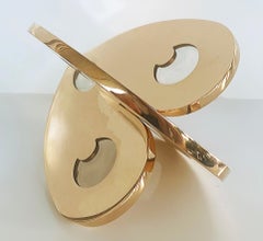 Michael Gitter Copper 3/8" Interlocking Hearts Sculpture Clear Resin Emoji Faces