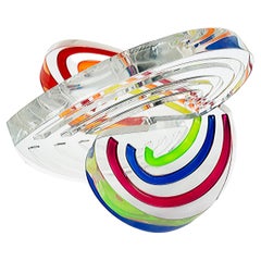Michael Gitter 9" Interlocking Hearts Lucite Sculpture "Rainbow Wings" 2024