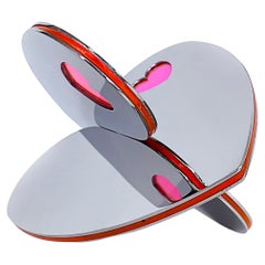 Michael Gitter Interlocking Hearts Stainless Acrylic Sculpture in Pink
