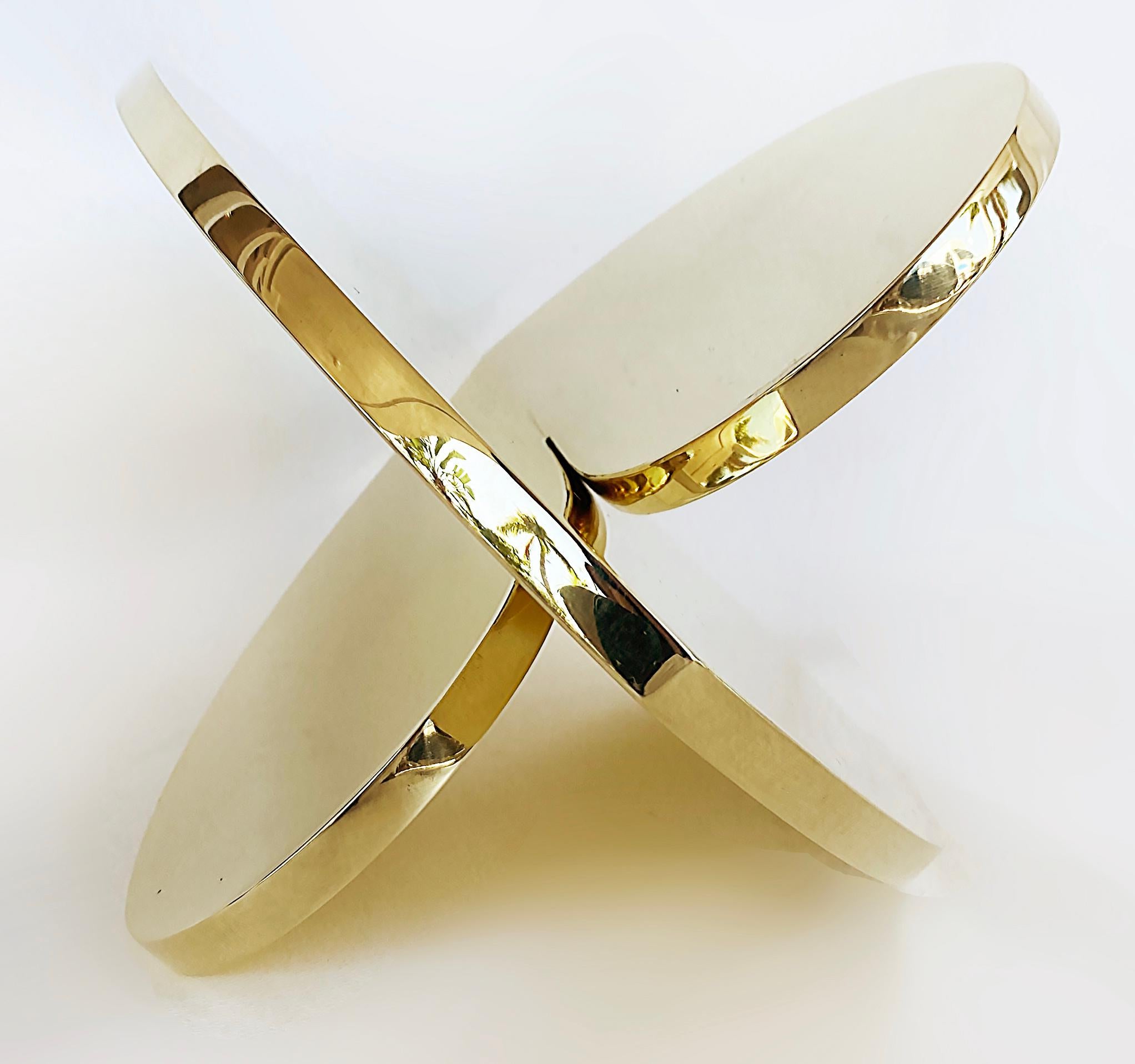 Modern Michael Gitter Mirror Polished Brass Interlocking Hearts Sculpture  For Sale