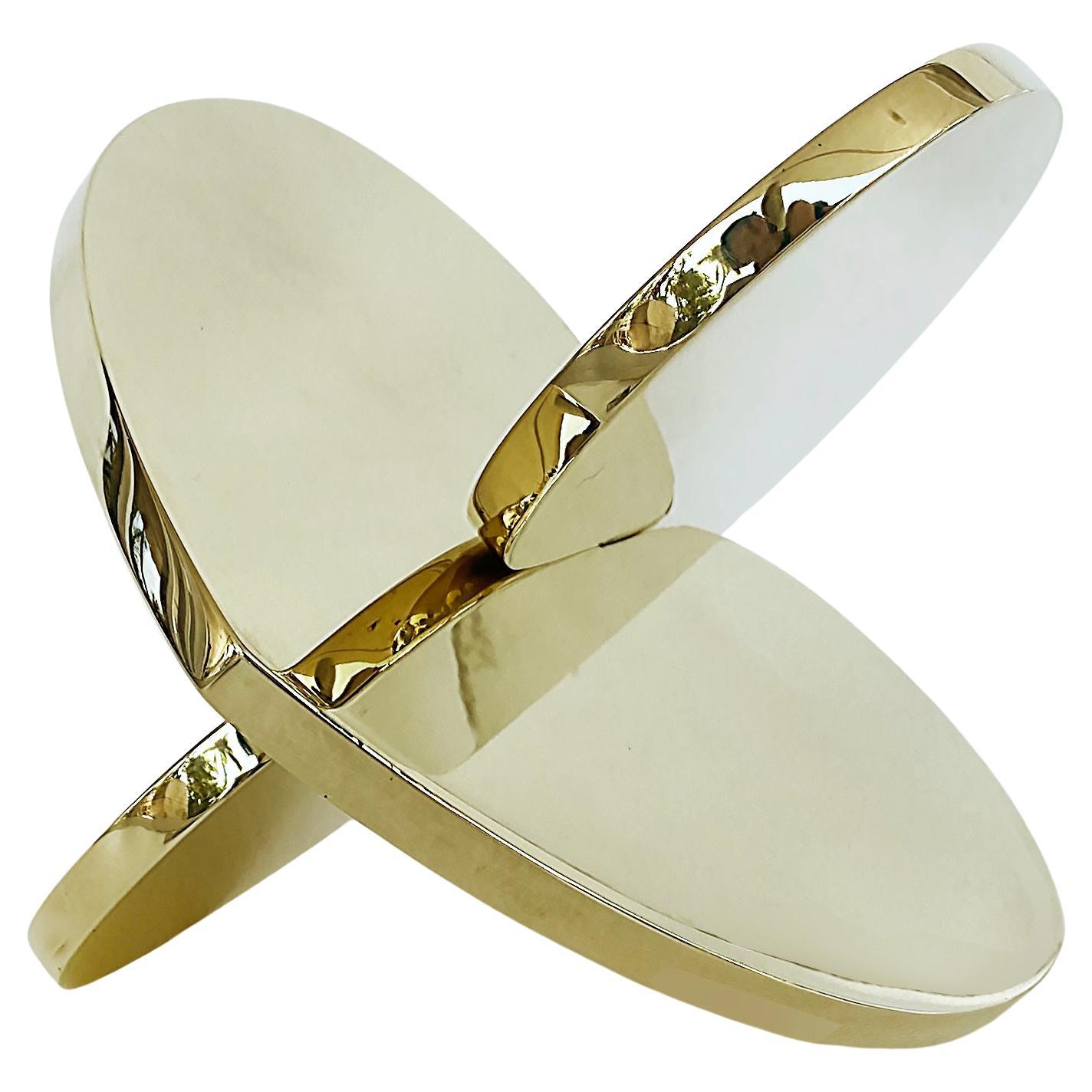 Michael Gitter Mirror Polished Brass Interlocking Hearts Sculpture  For Sale