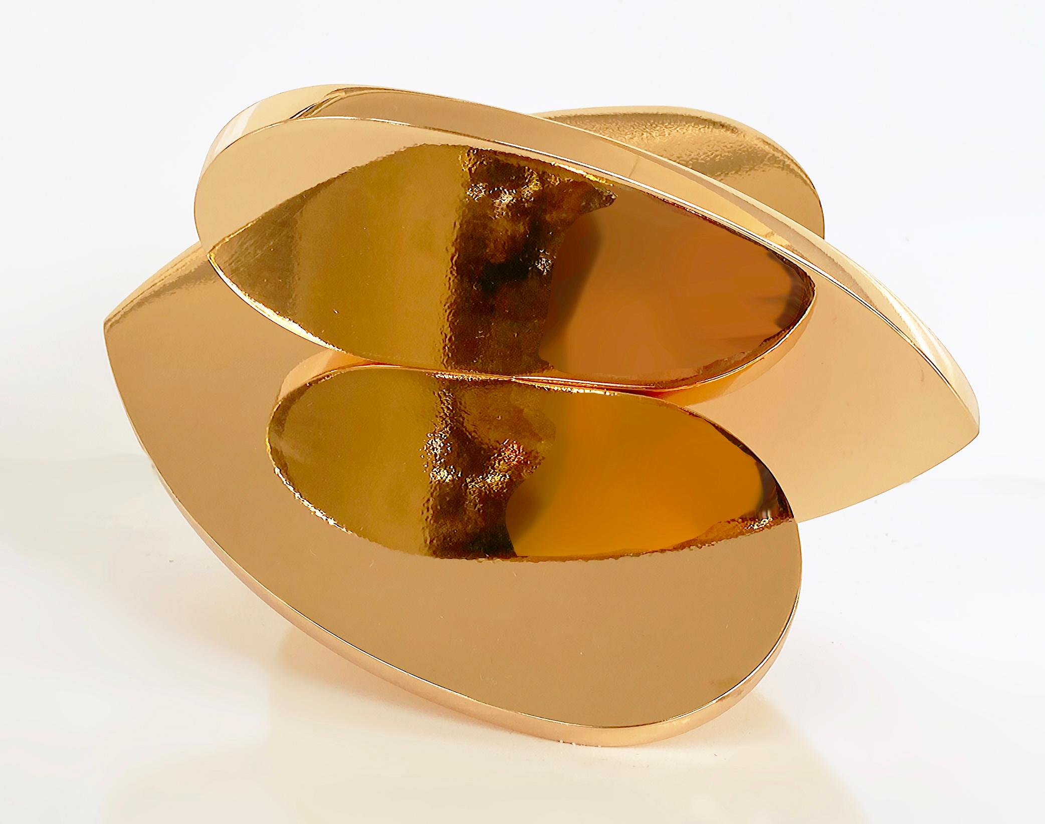 Modern Michael Gitter, Phu Truong Interlocking Hearts Sculpture in Solid Brass For Sale