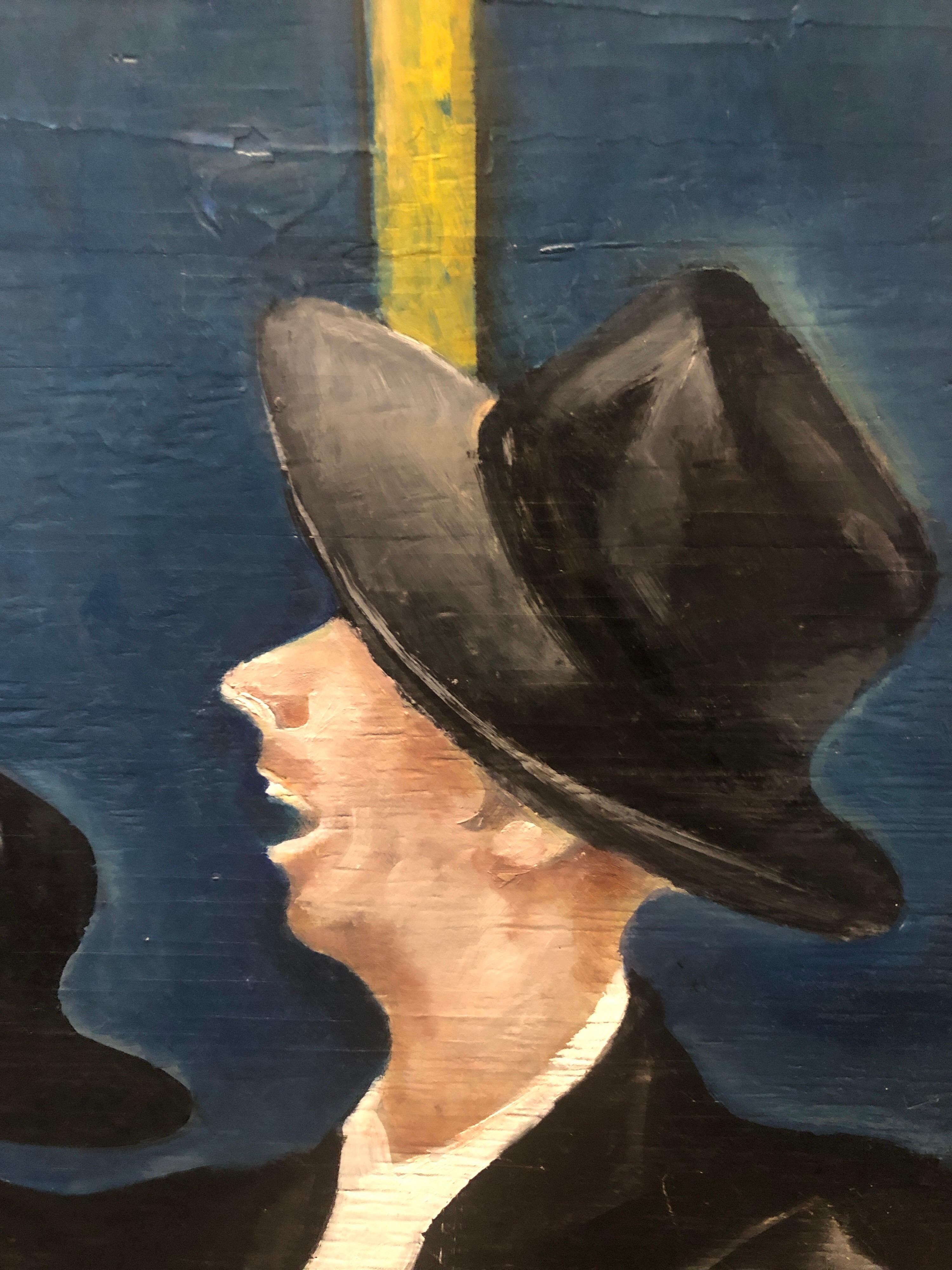 Bochurim dansant 770 Chabad Synagogue judaïque Jewish Chassidic Art peinture à l'huile en vente 1