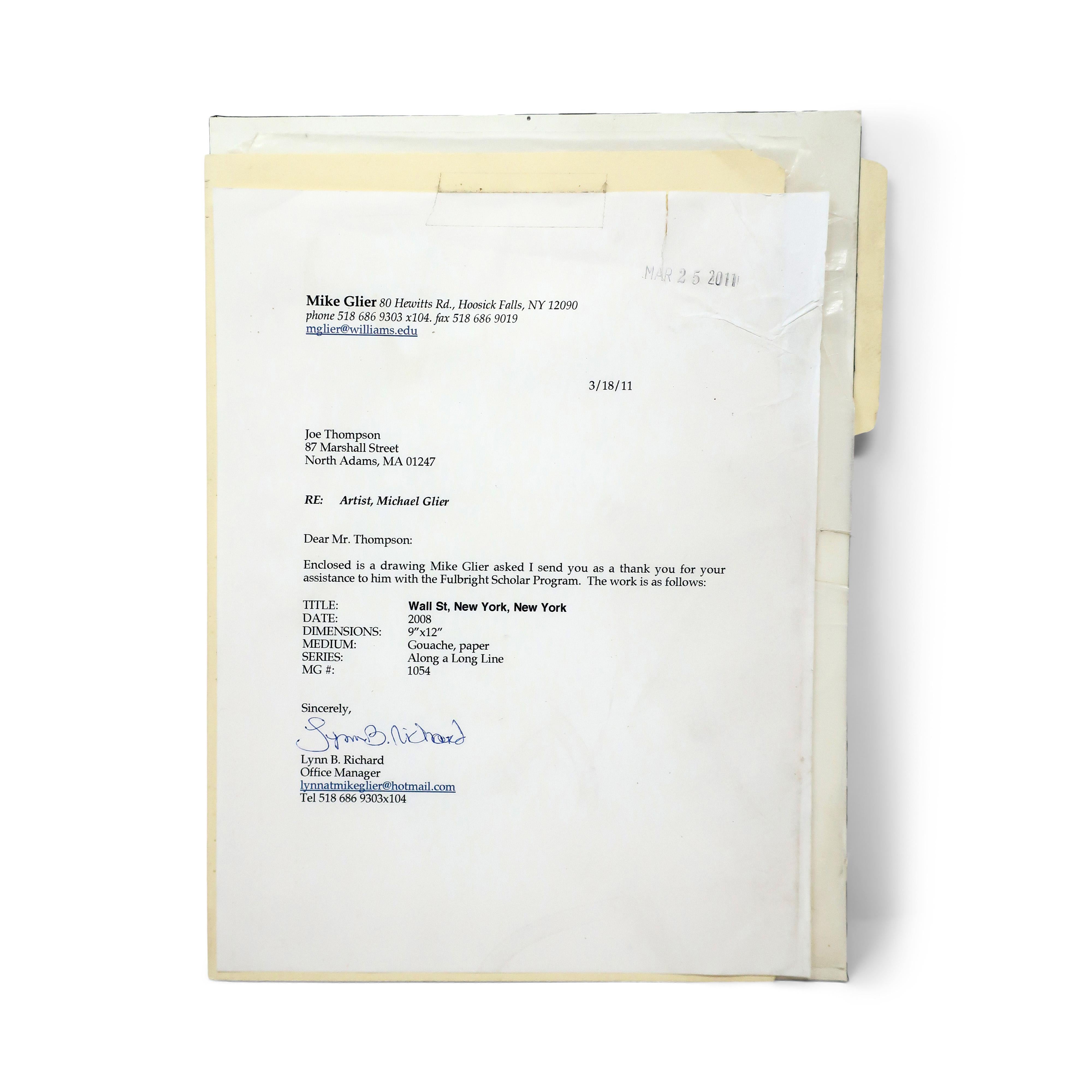 Michael Glier „Wall Street, New York, New York“ Gouache auf Papier (2008) im Angebot 3