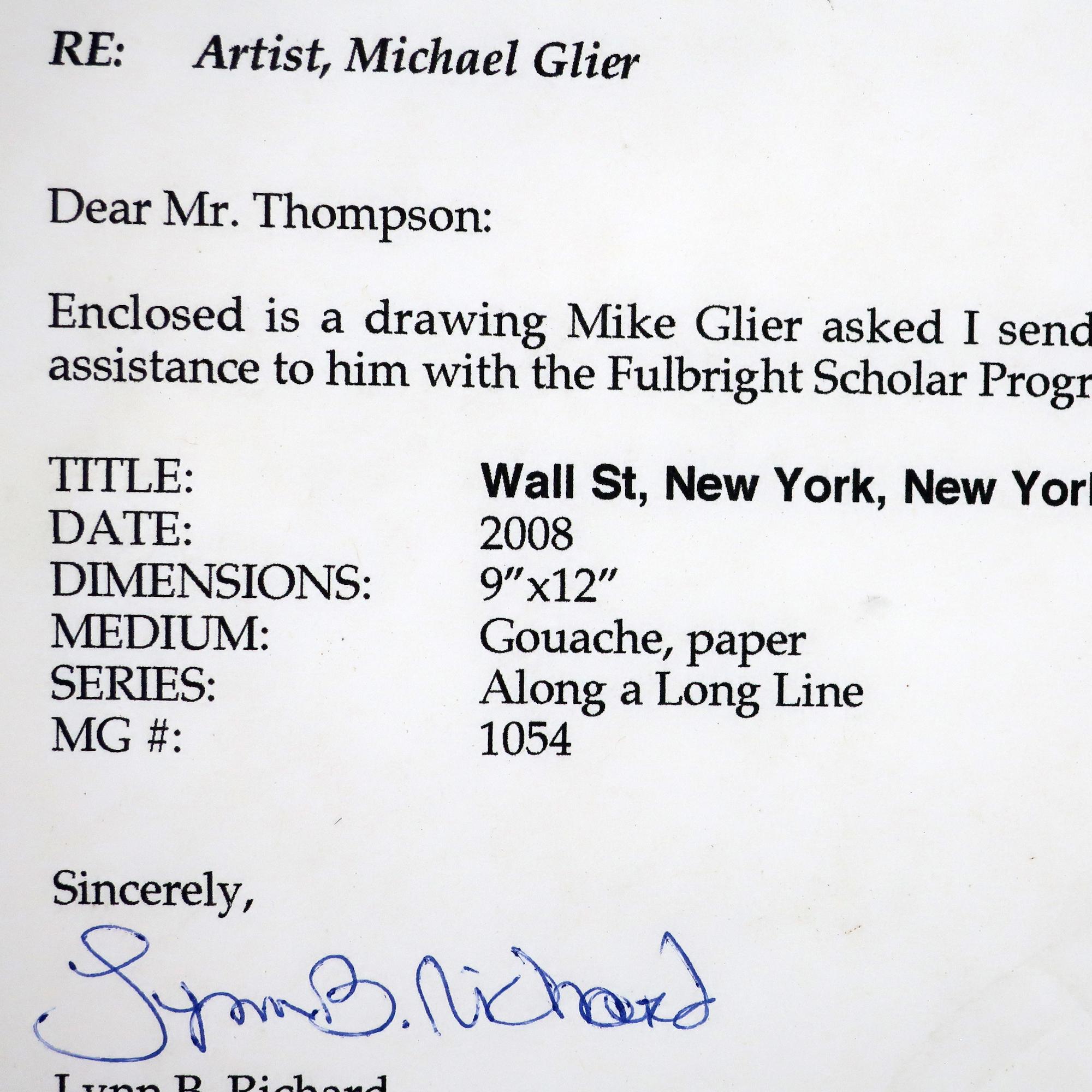 Michael Glier „Wall Street, New York, New York“ Gouache auf Papier (2008) im Angebot 4