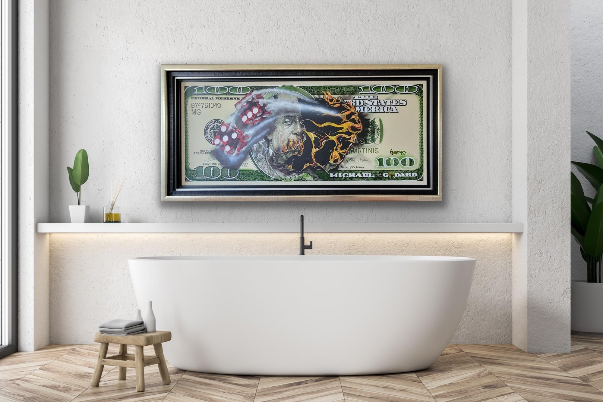 Banconota da 100 dollari con dado, 2017, 24 x 56 3/4, FAI UN'OFFERTA! 2