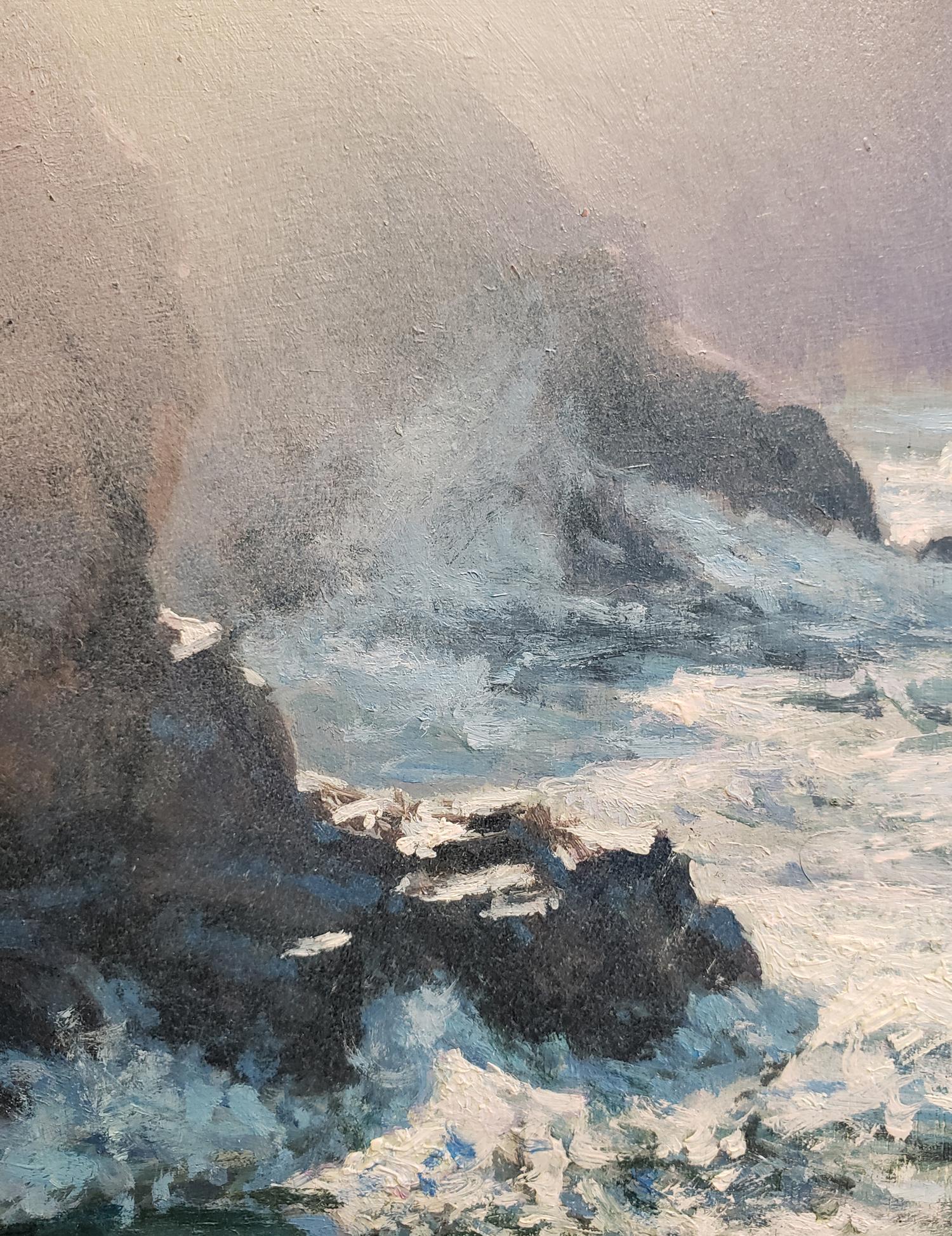 Morning Surf, Garrapata - Realist Painting by Michael Godfrey