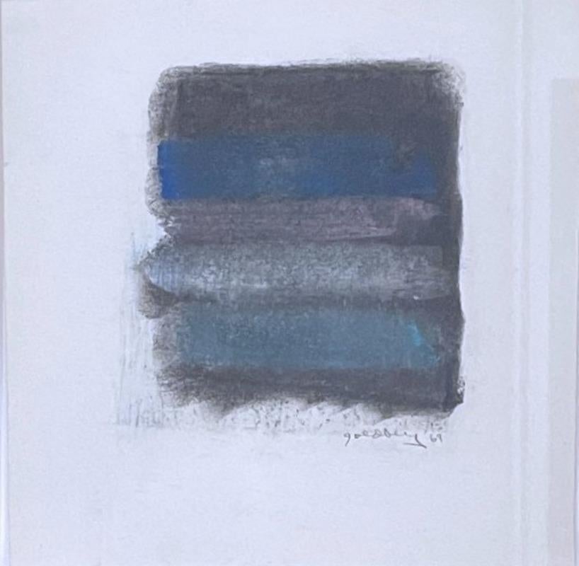 Michael Goldberg Abstract Painting - "Untitled" Lyrical, Colorist, Abstract, Color Field Blue Pastel on Paper
