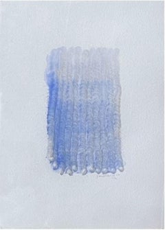 "Untitled" 1970s Color Field Pastel on Paper, Abstract Blue Composition