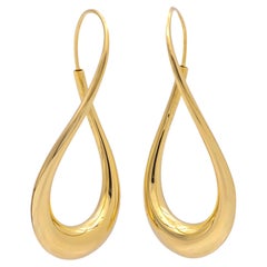 Boucles d'oreilles ovales ondulées en or jaune 18K de Michael Good - moyennes