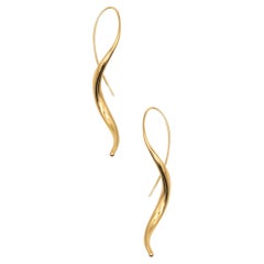 Vintage Michael Good 1981 Aerodynamic Twisted Ear Drops Earrings In 18Kt Yellow Gold