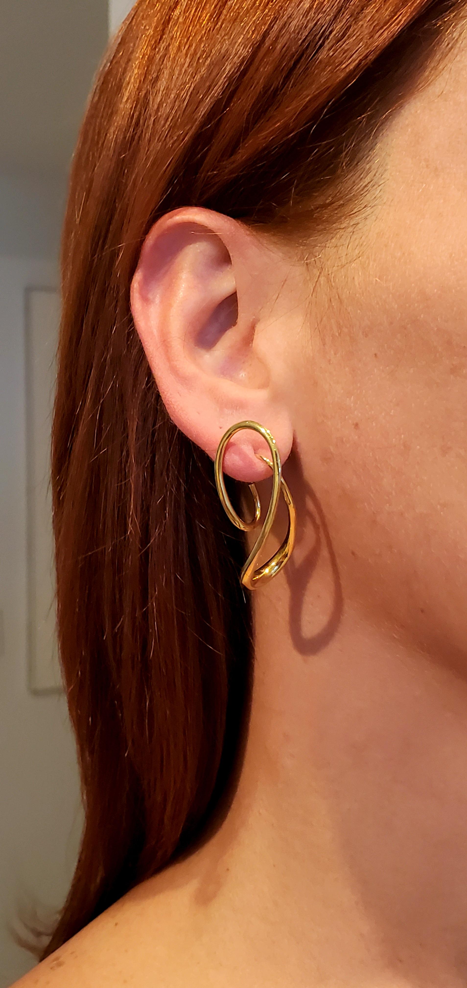 Modernist Michael Good Aerodynamic Double Twisted Ear Drops in 18Kt Yellow Gold
