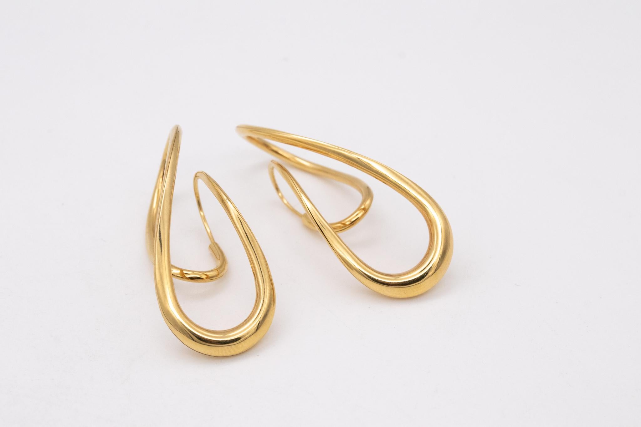 Michael Good Aerodynamic Double Twisted Ear Drops in 18Kt Yellow Gold 1