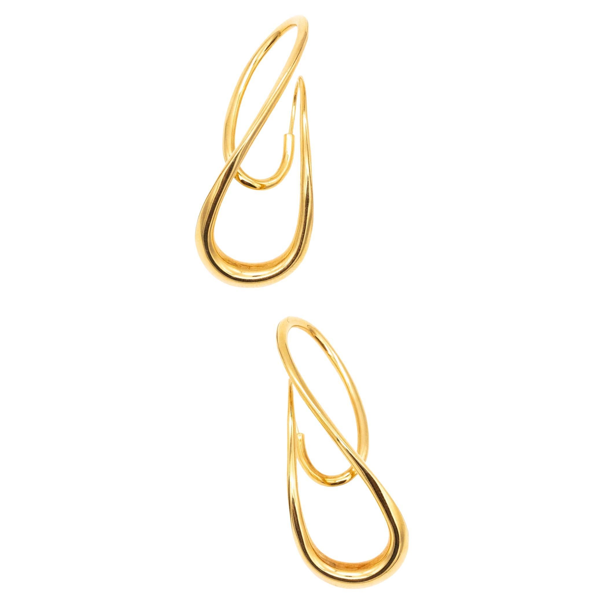 Michael Good Aerodynamic Double Twisted Ear Drops in 18Kt Yellow Gold