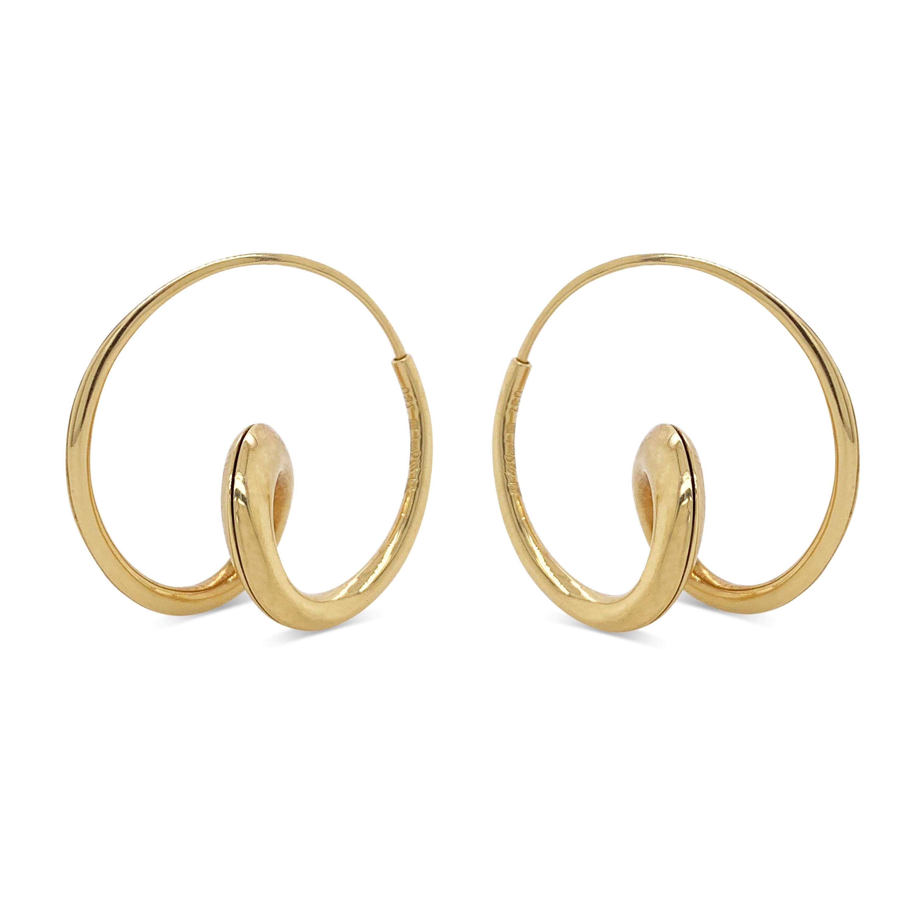 Michael Good baroque twisted hoop earrings in 18k yellow gold.

Approximately 1