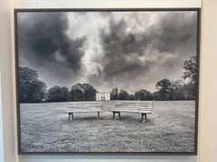 Ordered Disorder- contemporary landscape photography, black and white park bench