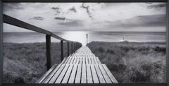 Rantumer Steg - contemporary black/white photography ocean landscape, footbridge