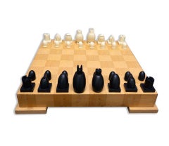 Michael Graves Contemporary Postmodern Chess and Checkers Set Wooden Board