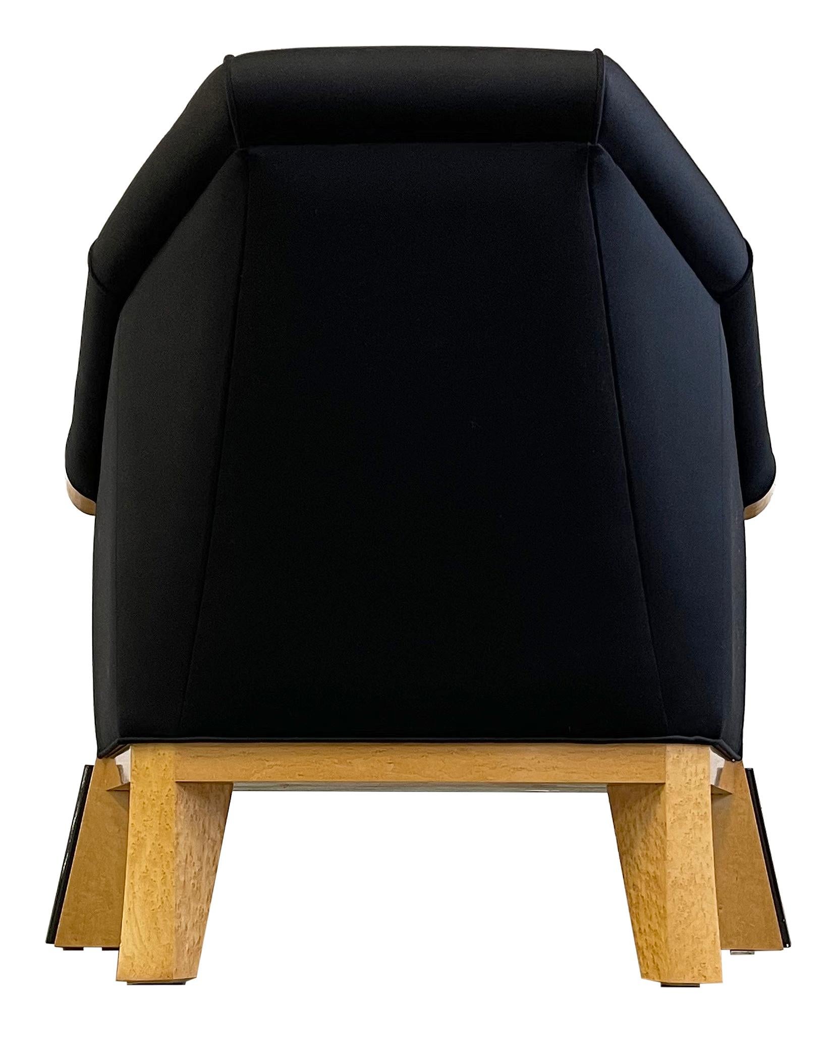 Post-Modern Michael Graves Pair of Postmodern Lounge Chairs in Silk and Bird's-Eye Maple