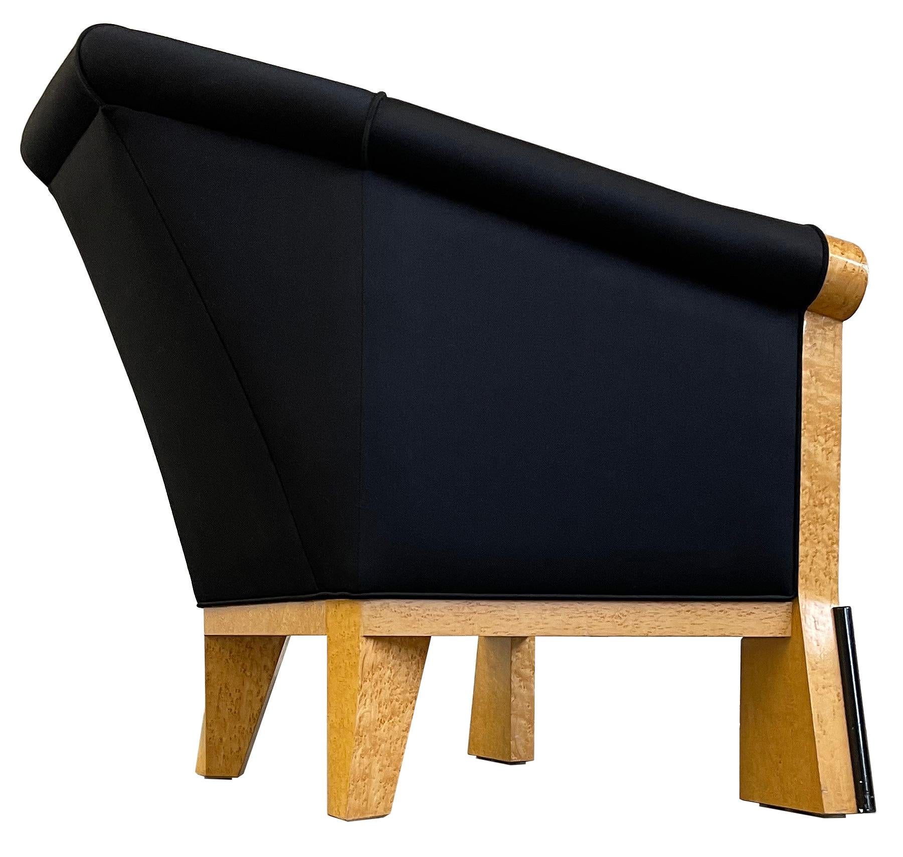 Michael Graves Pair of Postmodern Lounge Chairs in Silk and Bird's-Eye Maple In Good Condition In Toronto, Ontario