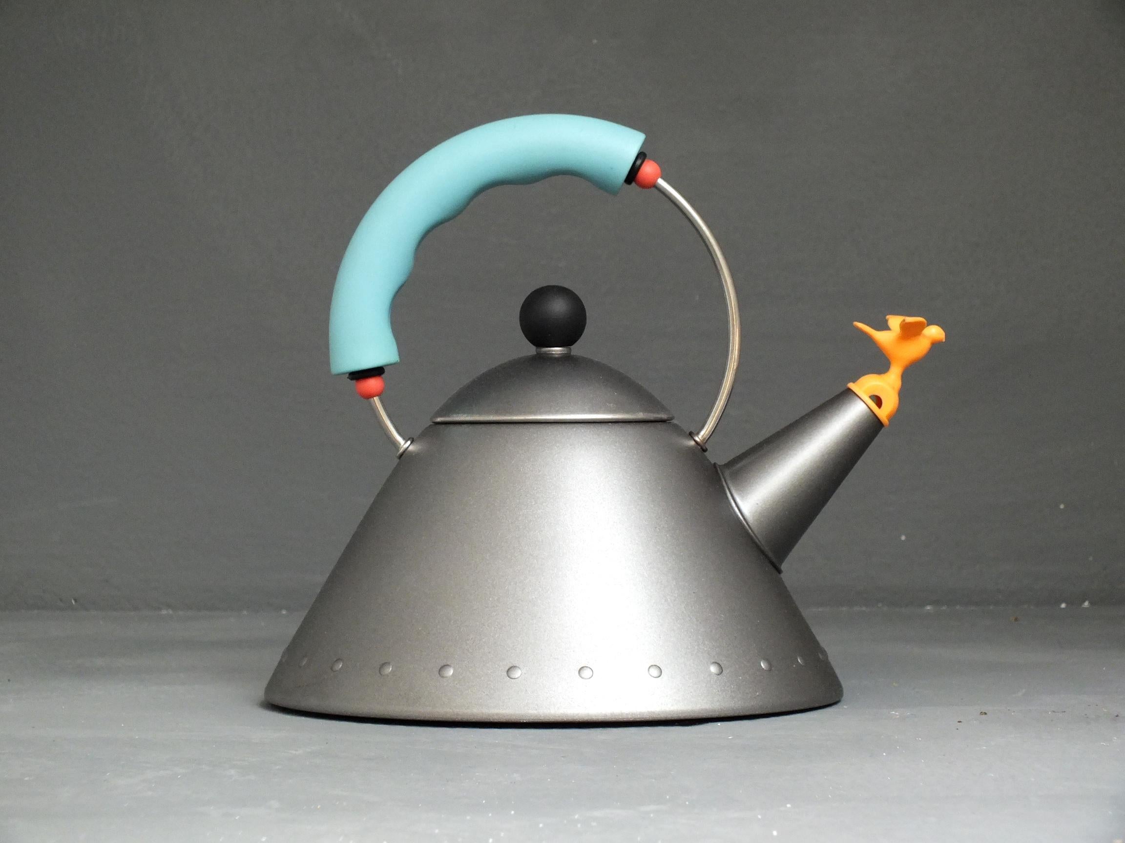 Post-Modern Michael Graves Postmodern Tea Kettle by Alessi Italy Production First Years 1985 For Sale
