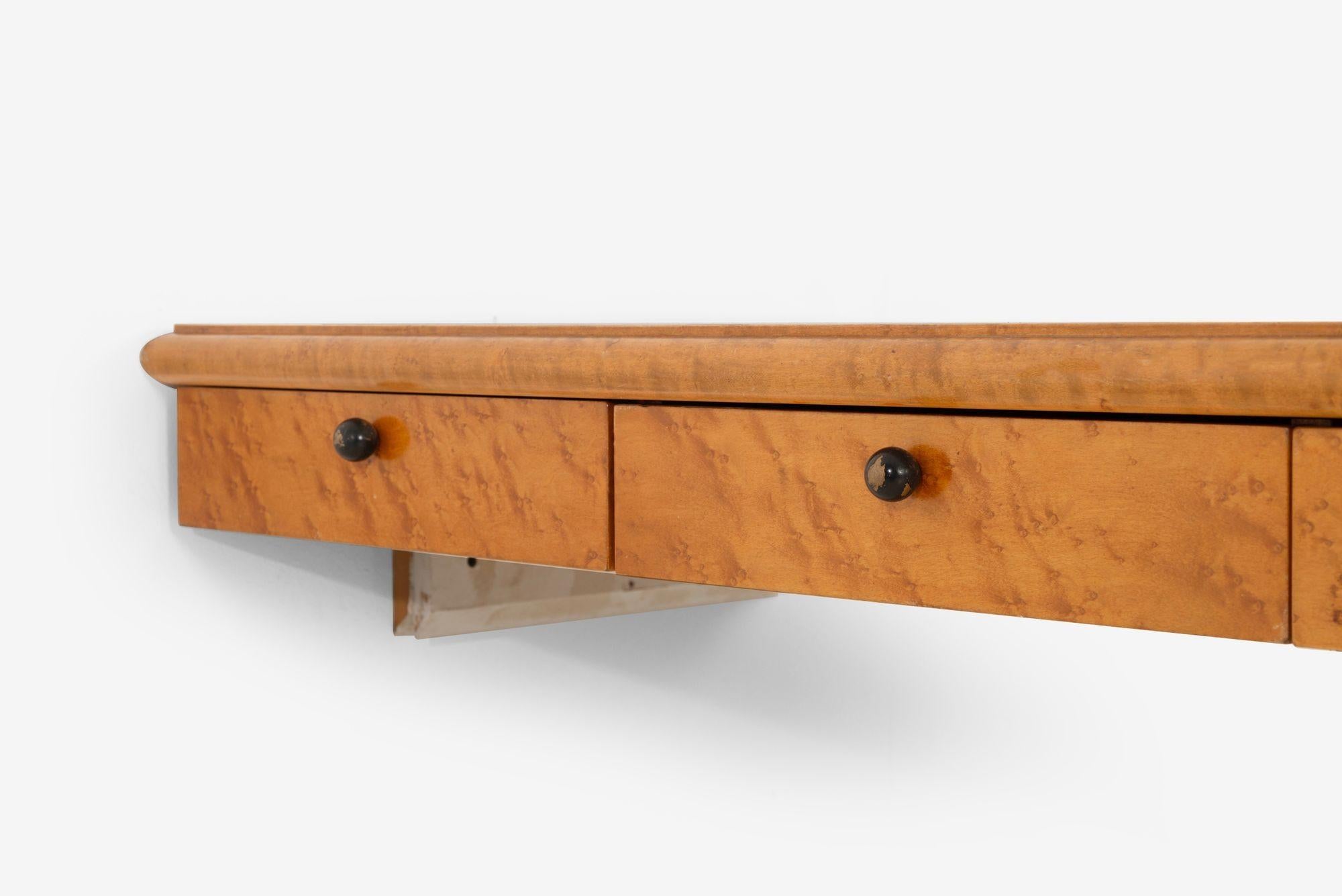 Michael Graves Unique Burl Maple Pedestal Vitrine Desk, 1990c. (Stahl) im Angebot