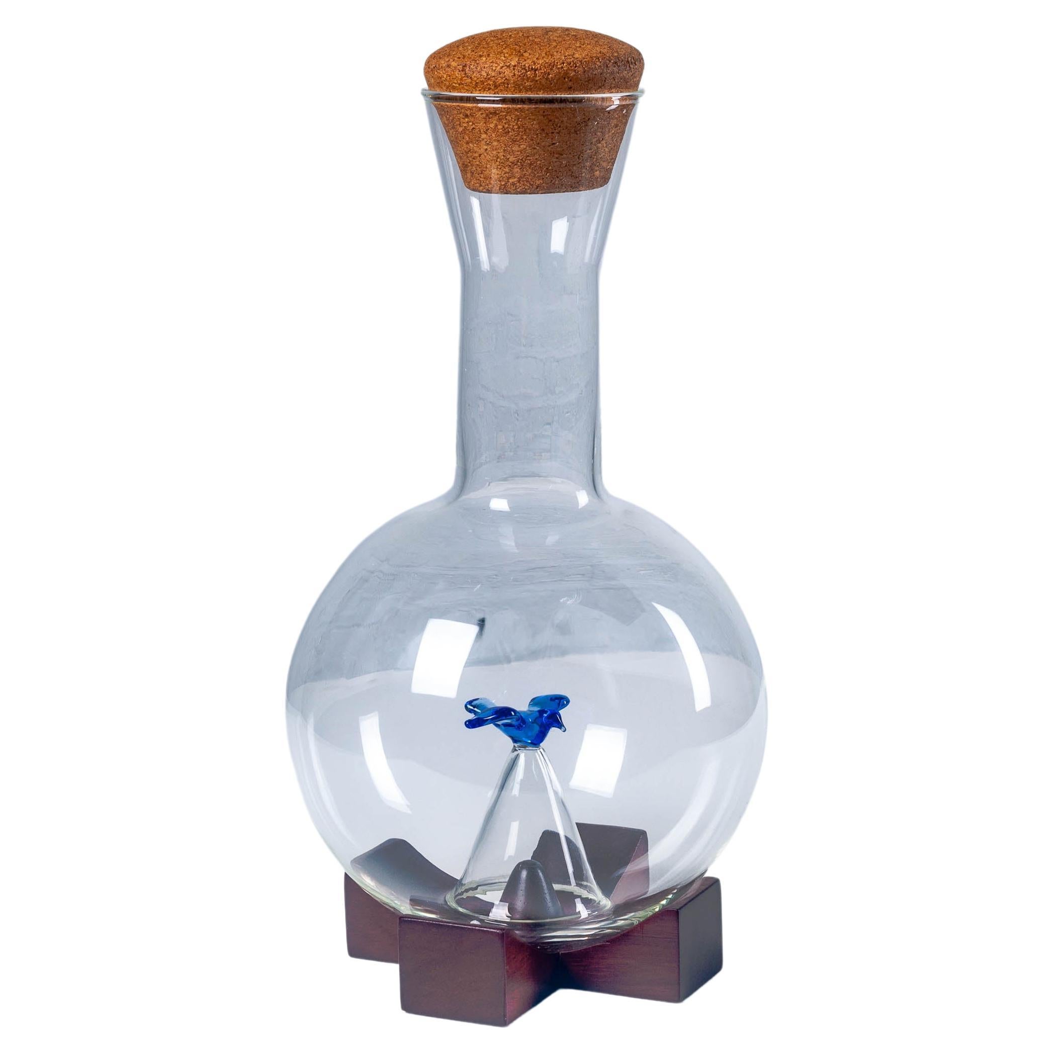 Michael Graves Wine Decanter in Handblown Glass with Blue Bird Aerator