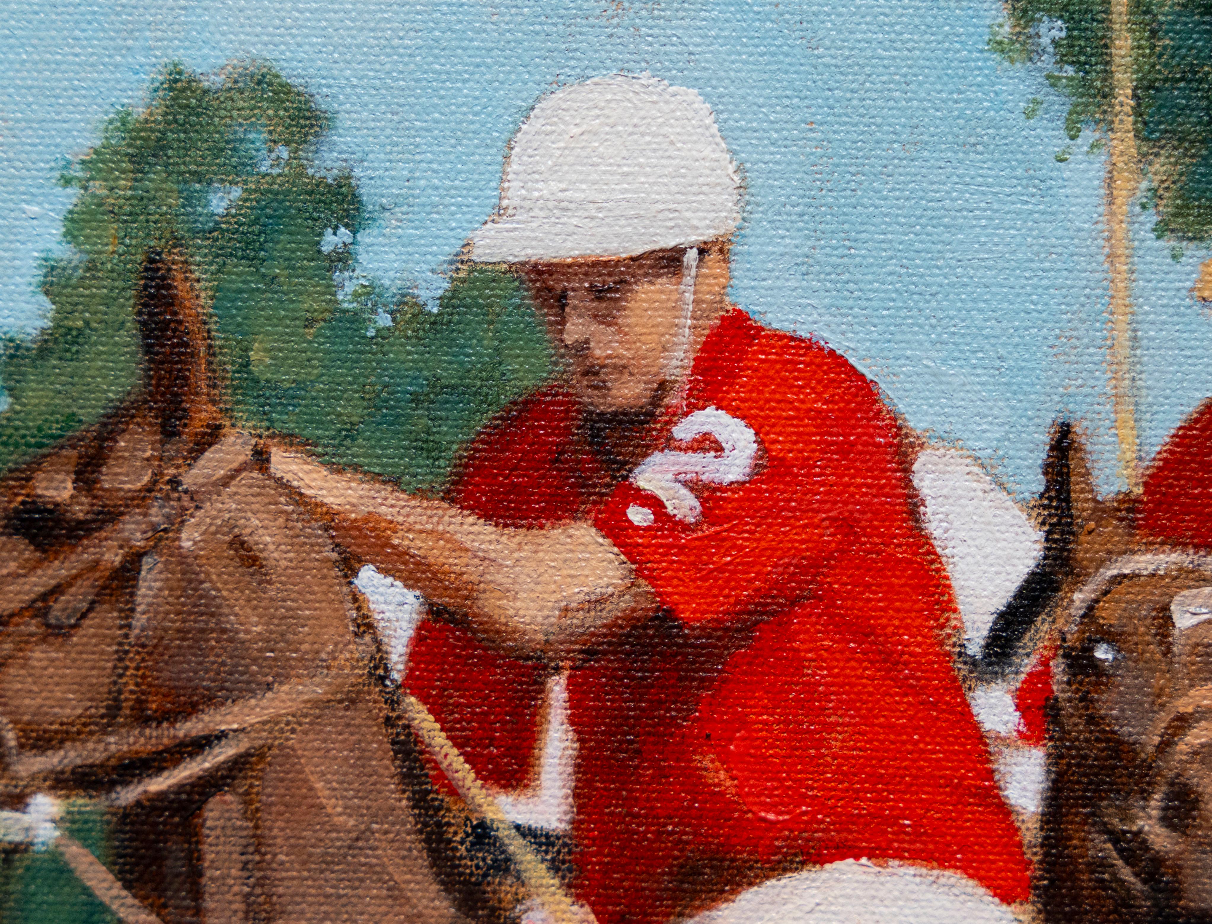 Quadro di una partita di polo, Michael Grimsdale, firmato - Painting di Michael Grimsdale 