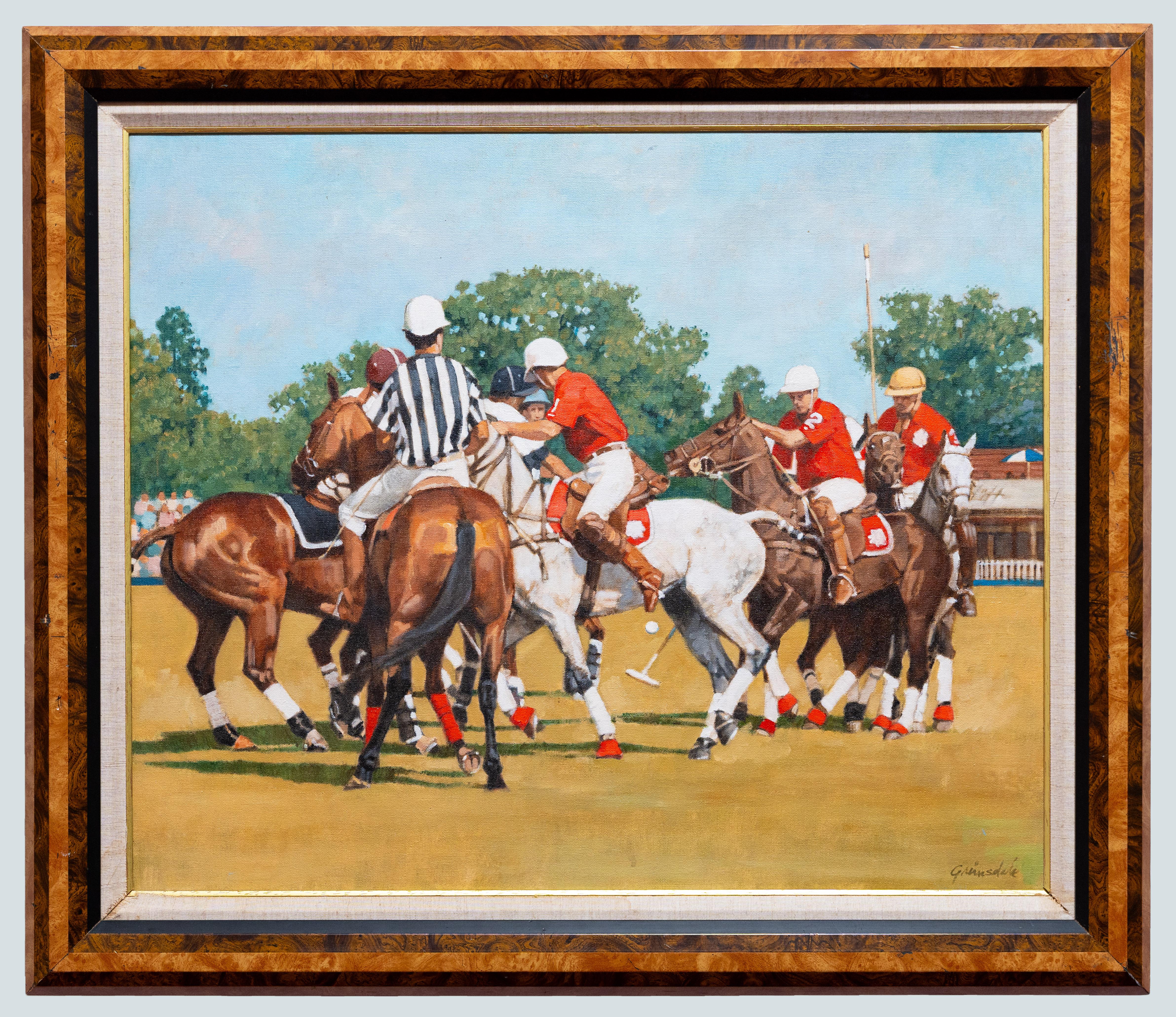 Figurative Painting di Michael Grimsdale  - Quadro di una partita di polo, Michael Grimsdale, firmato