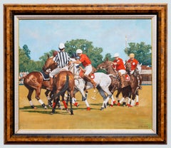 Vintage Polo match painting, Michael Grimsdale, signed